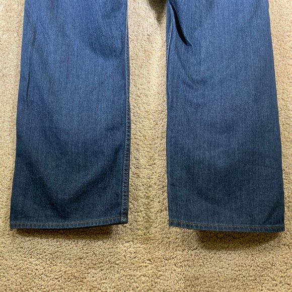 WRANGLER Relaxed Straight Leg Mens Dark Blue Denim Jeans Sz 42x30 Cotton Pants - Picture 8 of 9